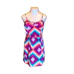 AMERICAN EAGLE OUTFITTERS Bright Pink
& Purple Print Sundress Size 12
